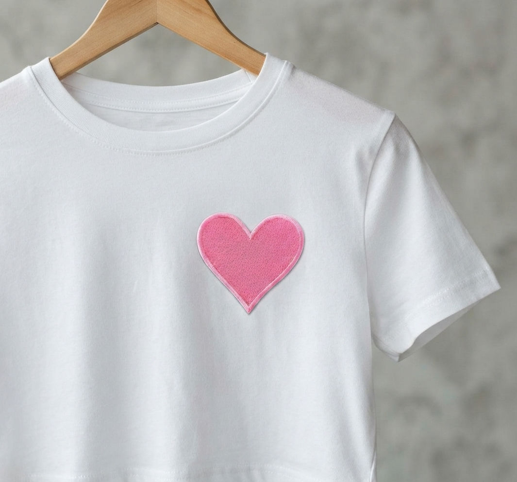Pink Heart Embroidered Patch – Cute Love Heart Sew On Patch for Clothing, Bags & Accessories