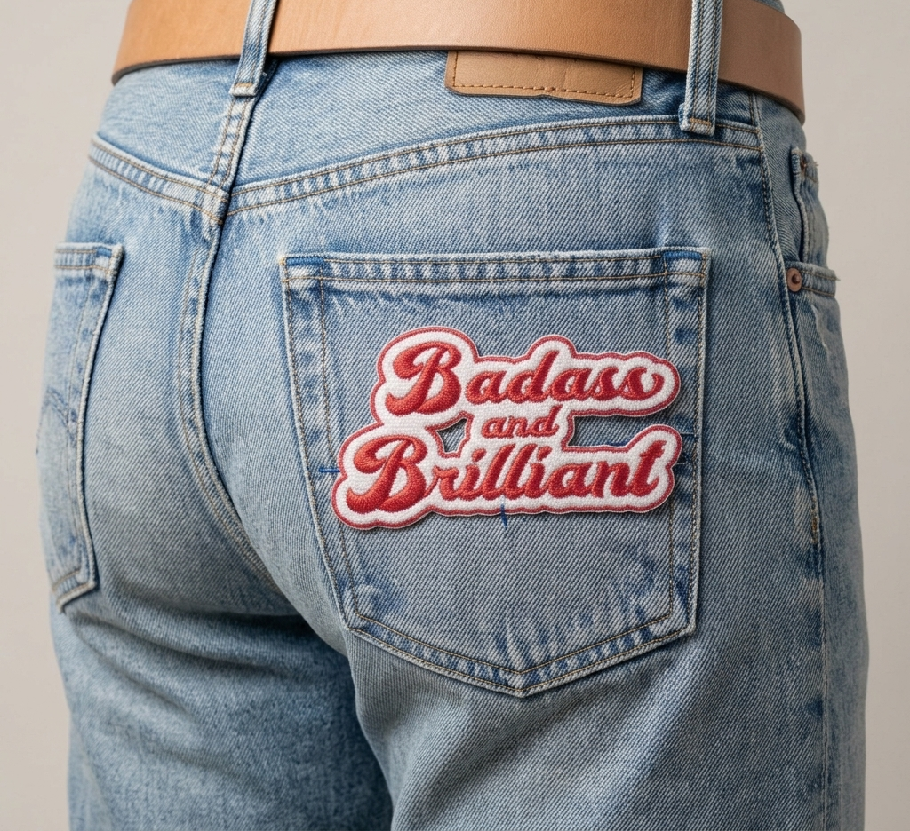 "Badass and Brilliant" Quote Embroidered Patch | Iron-On / Sew-On Slogan Badge
