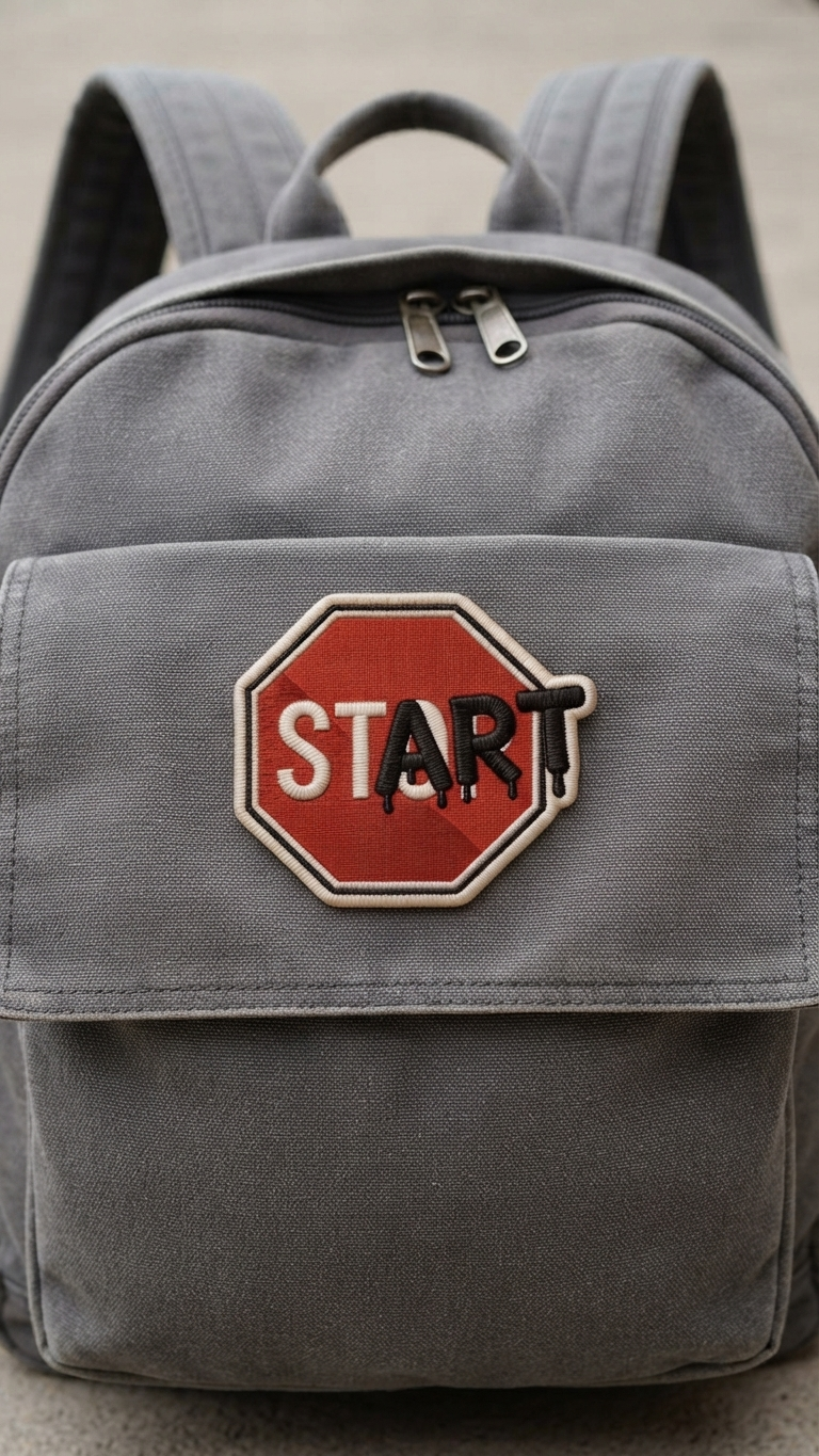 Stop Sign Embroidered Patch – Street Style Warning Sign Iron-On Patch, Dripping Letter Design, Jacket, Hat & Backpack Patch