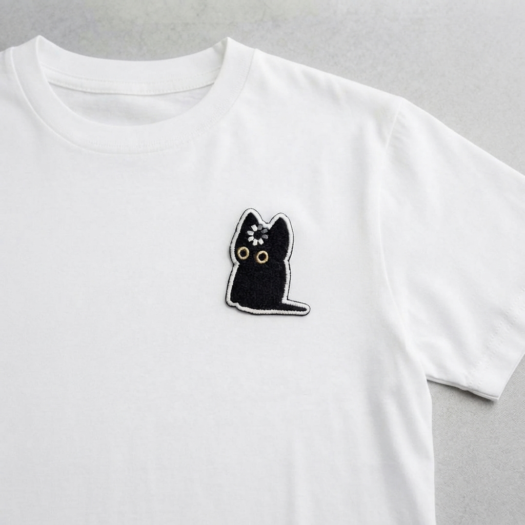 Black Cat Embroidered Patch – Cute Cat Iron-On Patch, Gothic Animal Patch for Jackets, Backpacks & Clothing
