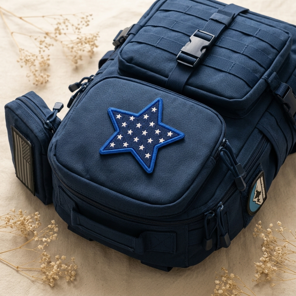 Embroidered Star Patch, Navy Blue Star Embroidery Patch, White Stars Applique for Clothing, Jackets, Hats & DIY Crafts