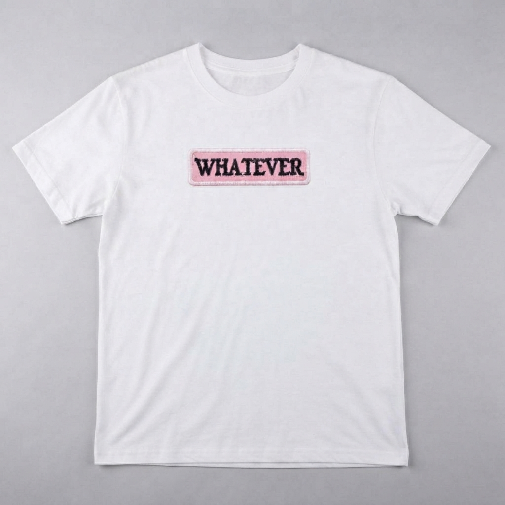Whatever Embroidered Patch – Pink & Black Iron-On Sew-On Embroidered Patch, Cute Text Patch for Clothing, Jackets, Bags & Accessories