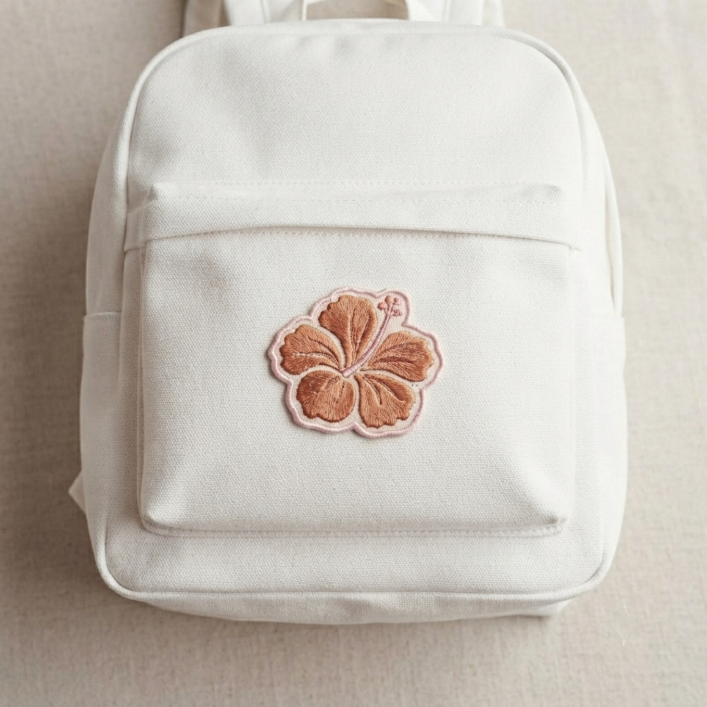 Hibiscus Flower Embroidered Patch, Floral Iron On Patch, Botanical Sew On Patch for Clothing, Bags & Hats