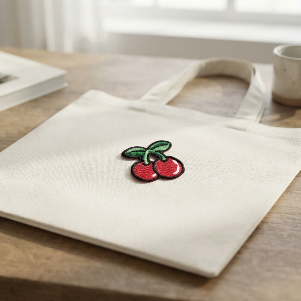 Cherry Embroidered Patch, Red Cherry Fruit Iron On Patch, Cute Kawaii Fruit Applique, Sewing Patch for Clothes, Bags & Jackets