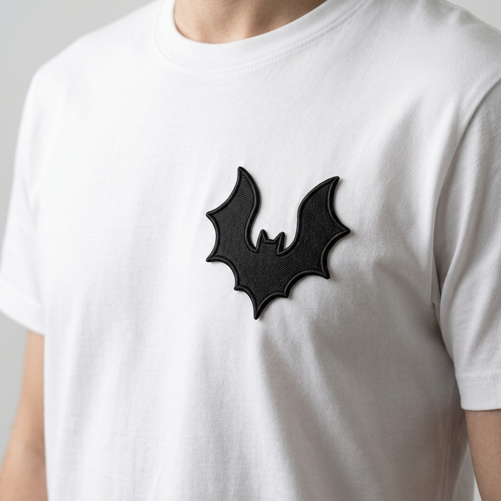 Black Bat Embroidered Patch, Gothic Halloween Iron-On Patch for Jackets, Hats, Bags & Clothing