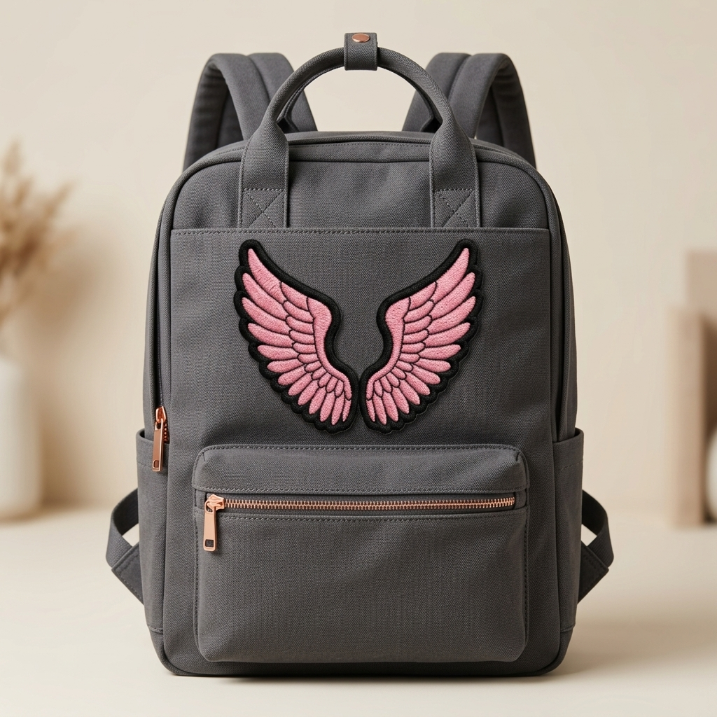 Pink Angel Wings Embroidered Patch, Cute Wing Iron On Patch, Angel Wings Applique, DIY Sewing Patch for Jacket, Bag & Clothing