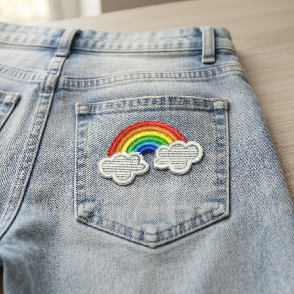 Rainbow Embroidered Patch, Colorful Rainbow Cloud Iron On Patch, Cute Kawaii Applique for Clothing, Jacket, Backpack & DIY Crafts