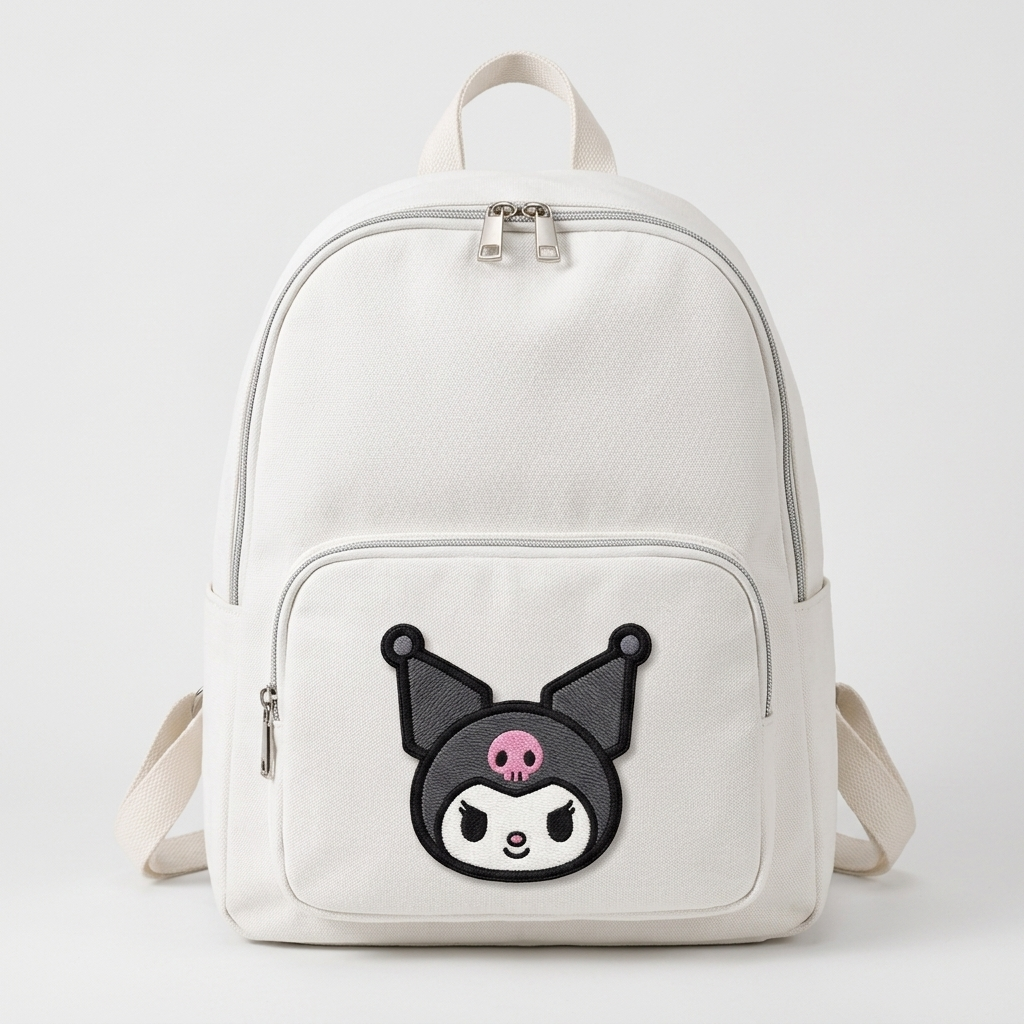 Kuromi Inspired Embroidered Patch, Cute Pink Skull Cartoon Iron-On Patch for Clothing, Bags, Jackets & DIY Crafts