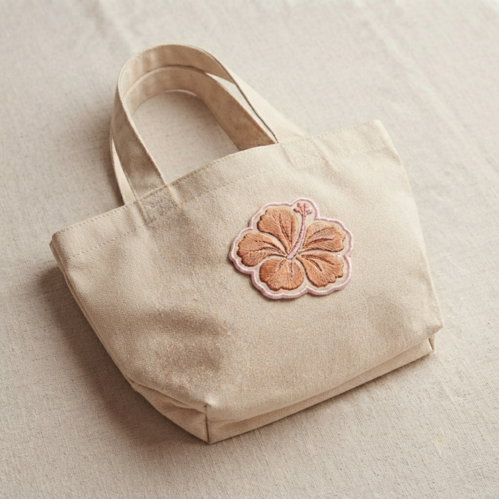 Hibiscus Flower Embroidered Patch, Floral Iron On Patch, Botanical Sew On Patch for Clothing, Bags & Hats
