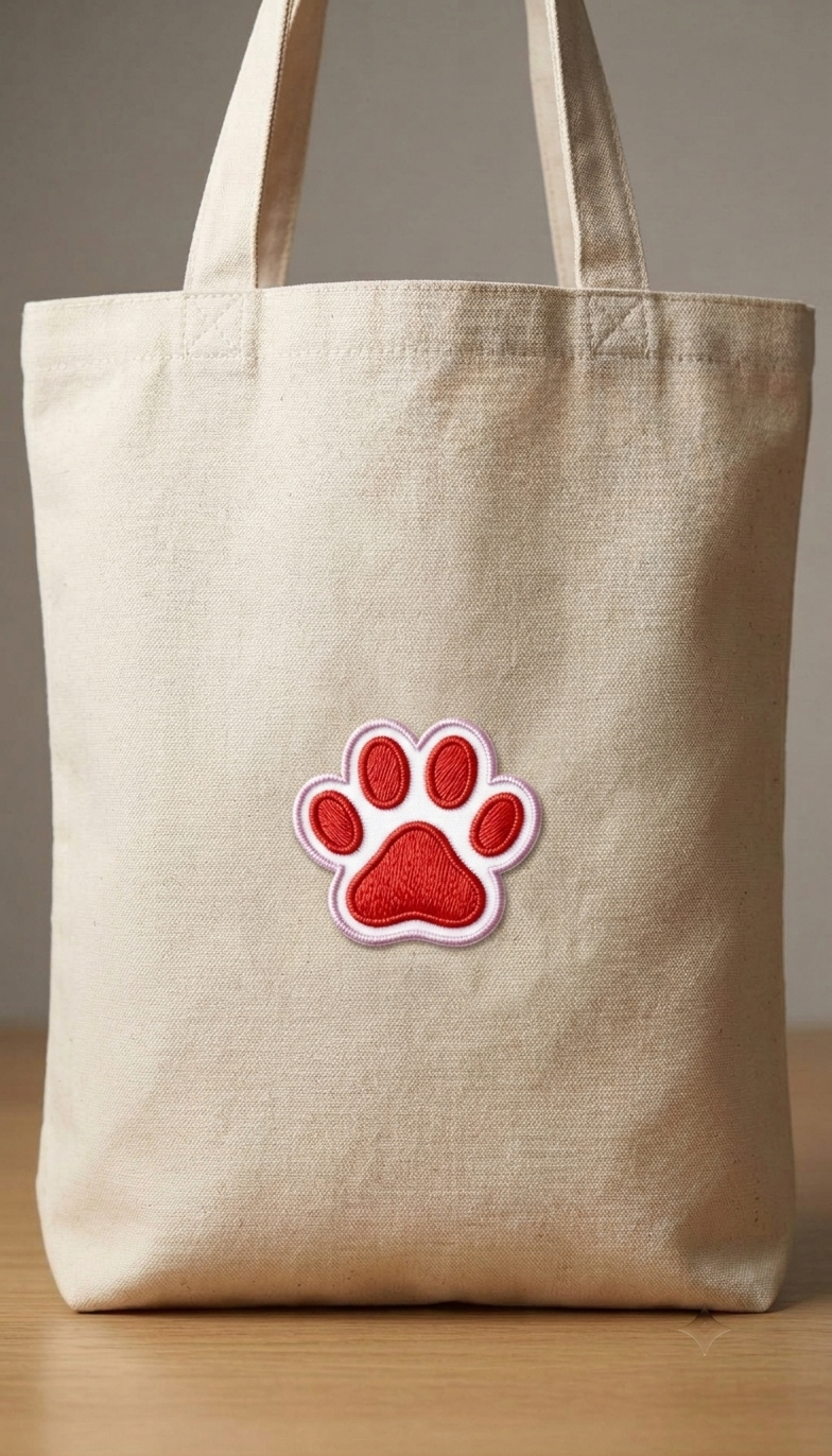 Red Cat Paw Embroidered Patch, Cute Animal Paw Print Iron-On Patch for Jackets, Bags, Hats & Clothing