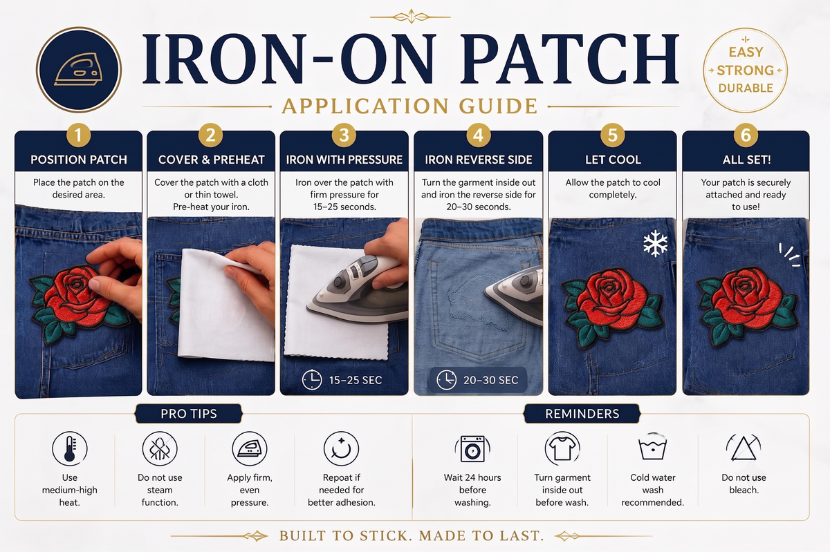 Red Rose Embroidered Patch – Floral Flower Sewing Patch for Jackets, Jeans, Bags & DIY Crafts
