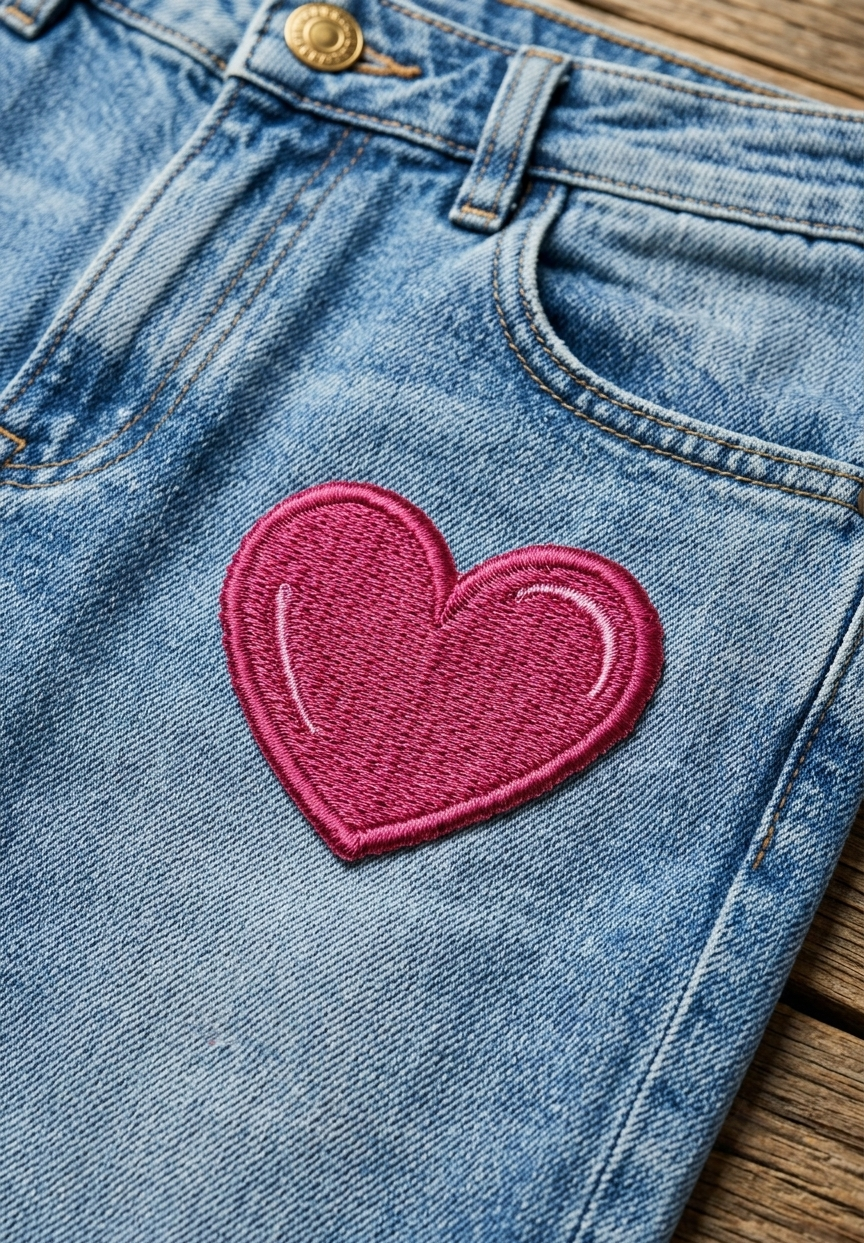 Pink Heart Embroidered Patch – Cute Love Heart Iron-On Sewing Patch for Clothing, Bags & Accessories