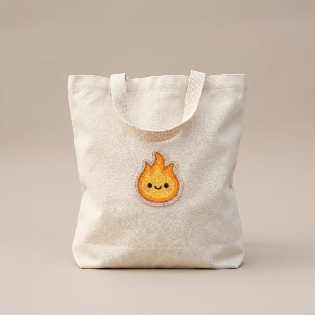 Cute Fire Flame Embroidered Patch - Kawaii Flame Iron On / Sew On Patch
