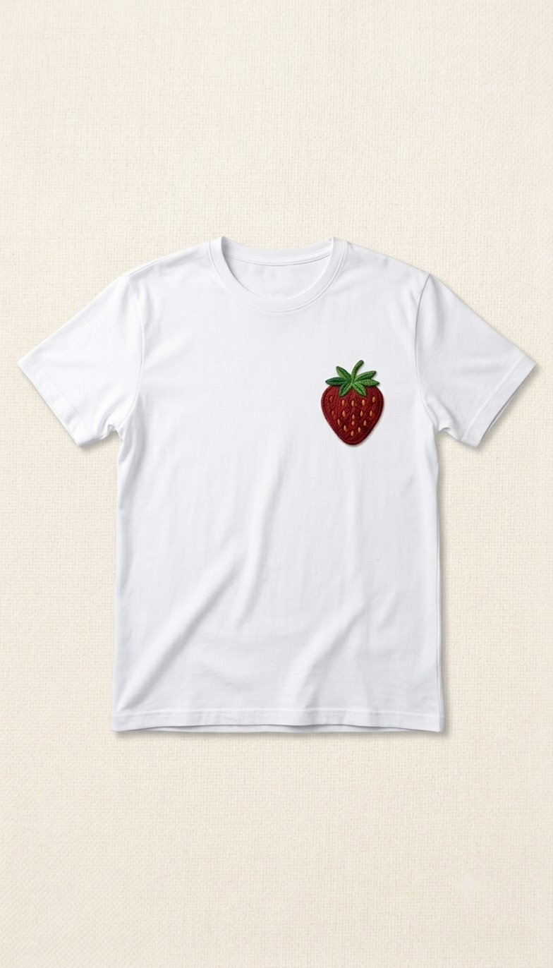 Strawberry Embroidered Patch, Cute Fruit Iron-On Patch, Red Strawberry Applique for Clothing, Jeans, Jackets, Bags & DIY Crafts
