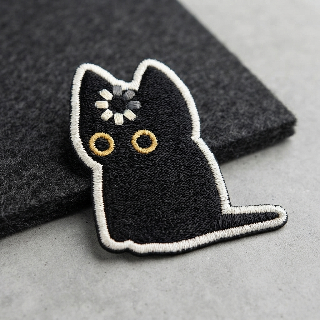 Black Cat Embroidered Patch – Cute Cat Iron-On Patch, Gothic Animal Patch for Jackets, Backpacks & Clothing
