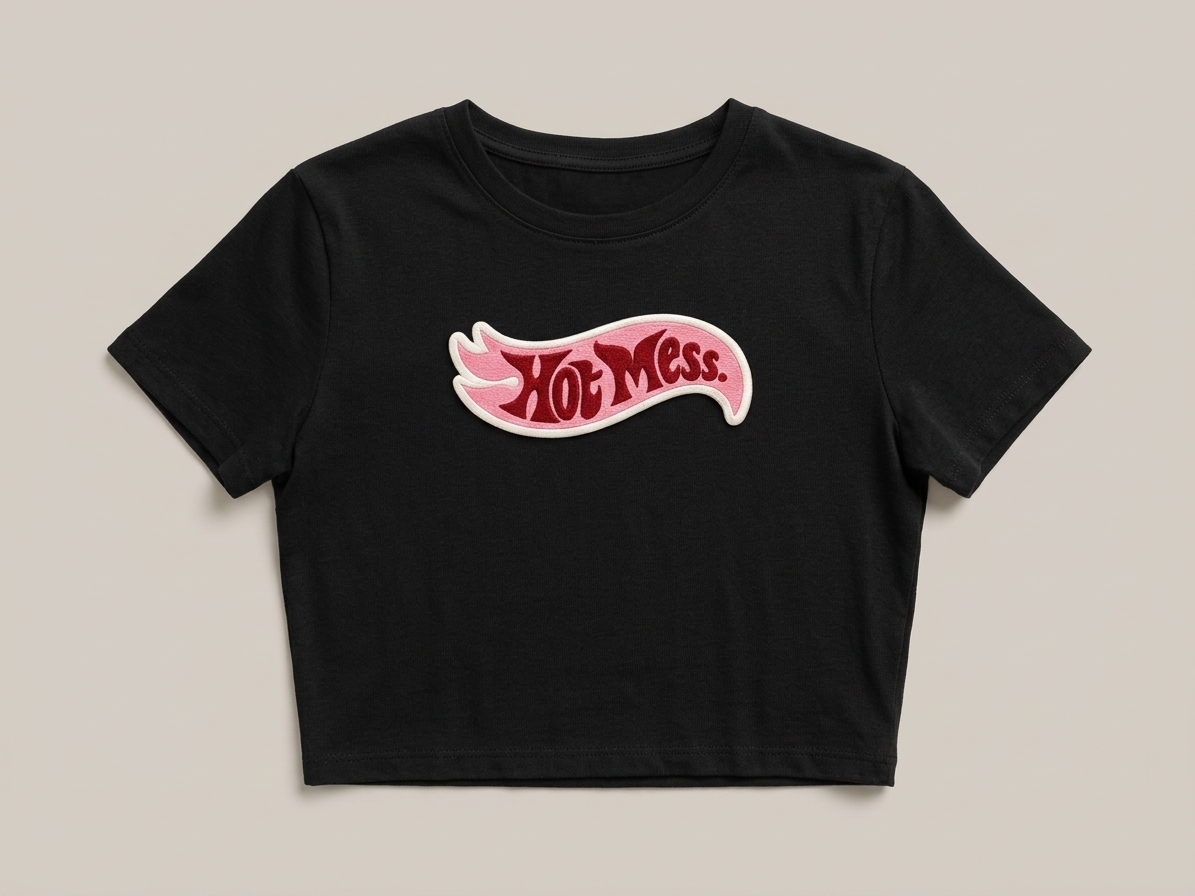 "Hot Mess" Slogan Embroidered Patch | Iron-On / Sew-On Retro Badge