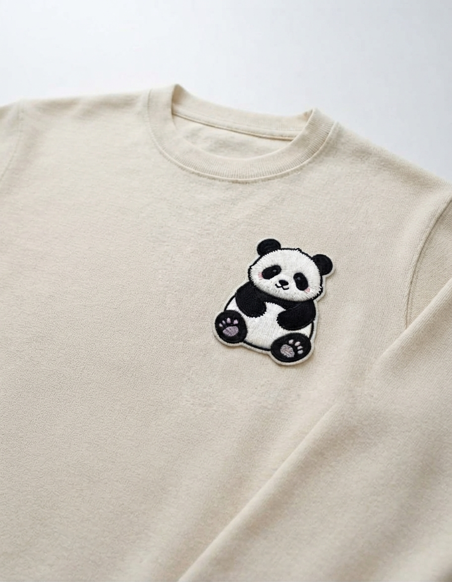Cute Panda Embroidered Patch – Kawaii Bear Animal Iron-On Patch for Clothing, Bags & Accessories