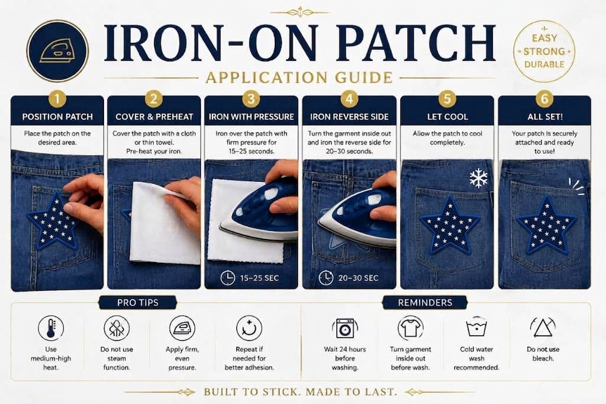 Embroidered Star Patch, Navy Blue Star Embroidery Patch, White Stars Applique for Clothing, Jackets, Hats & DIY Crafts