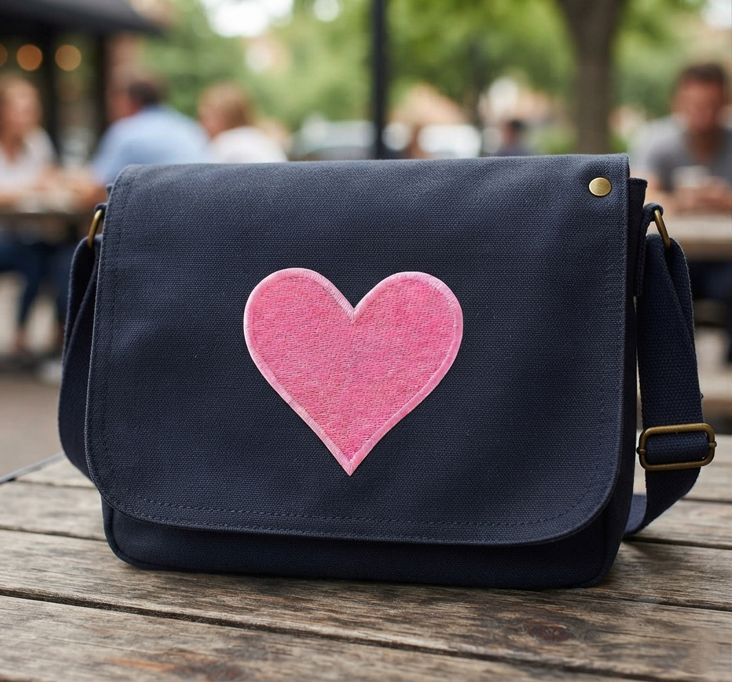 Pink Heart Embroidered Patch – Cute Love Heart Sew On Patch for Clothing, Bags & Accessories