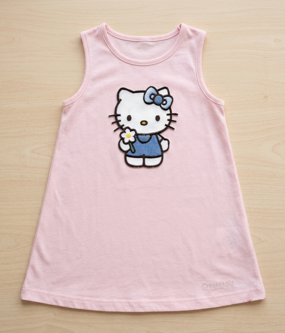 Hello Kitty Embroidered Patch, Blue Bow Cute Cat Iron-On Applique for Clothing, Bags & DIY Crafts