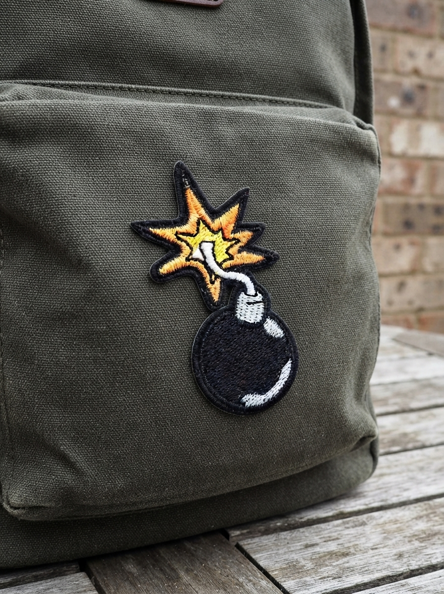Exploding Bomb Embroidered Patch, Cartoon Bomb Patch, Funny Punk Iron-On Patch, Tactical Jacket Backpack Clothing Embroidery Applique
