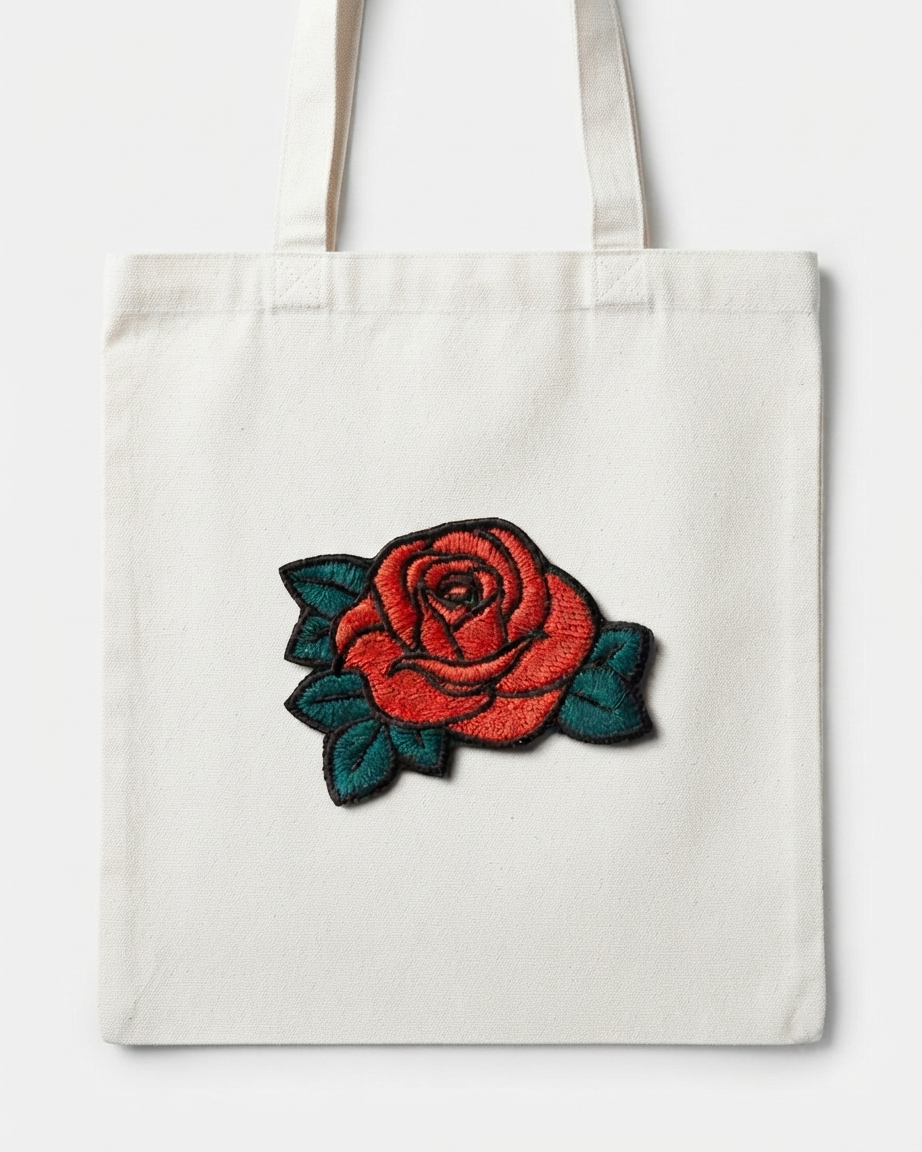 Red Rose Embroidered Patch – Floral Flower Sewing Patch for Jackets, Jeans, Bags & DIY Crafts