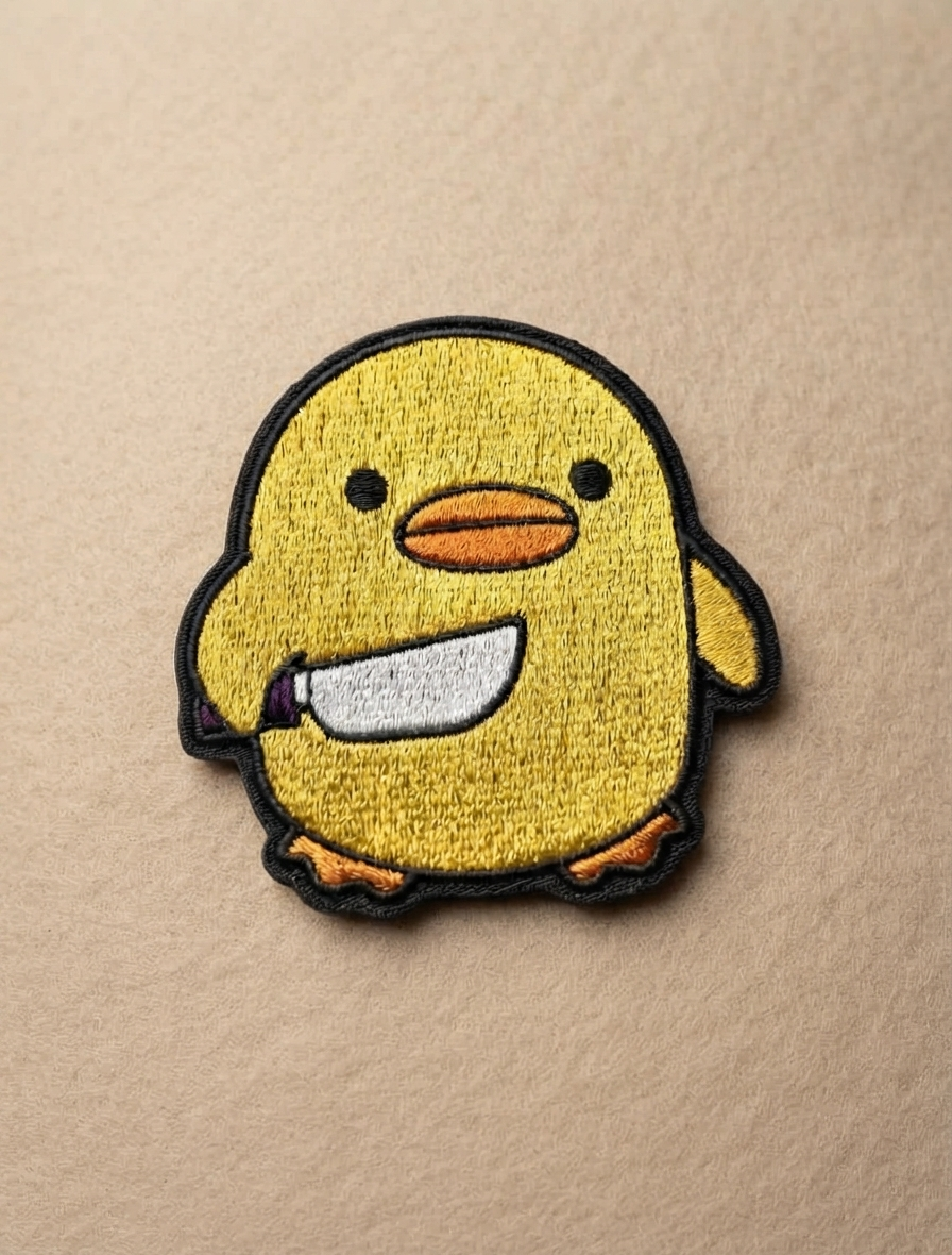 Cute Yellow Duck Embroidered Patch, Funny Duck Iron-On Patch, Kawaii Bird Patch for Jacket, Backpack, Hat & Clothing