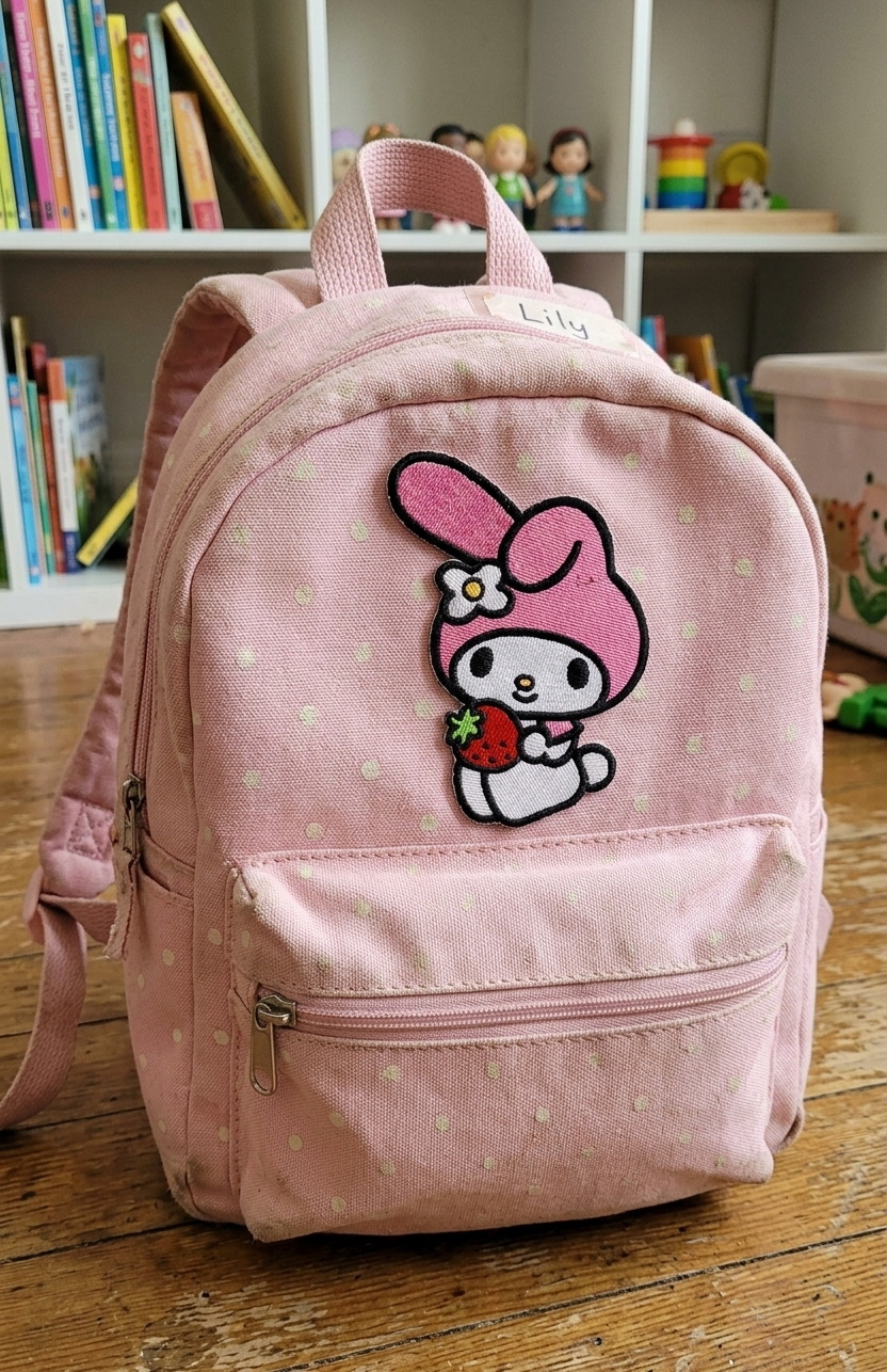 Cute Pink Bunny Embroidered Patch with Strawberry – Kawaii Rabbit Iron-On Patch, Cute Animal Embroidery Applique