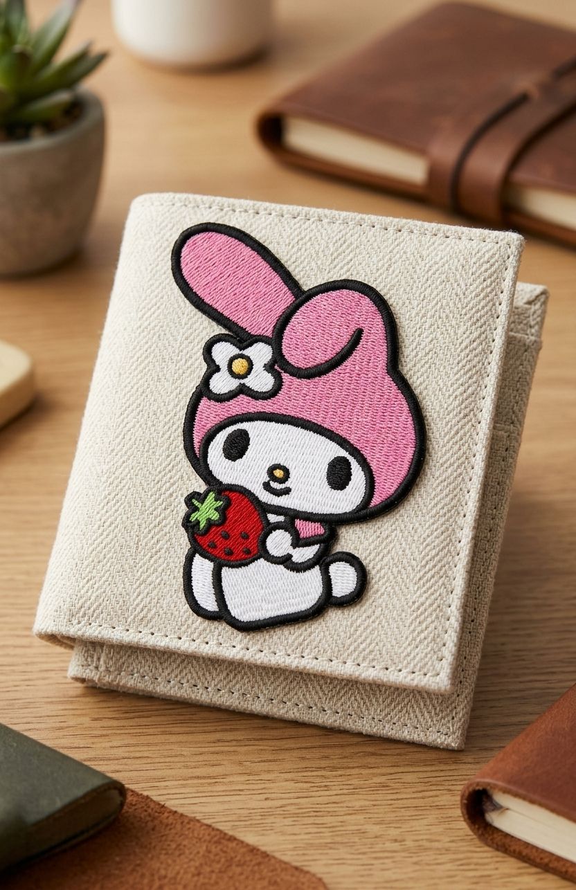Cute Pink Bunny Embroidered Patch with Strawberry – Kawaii Rabbit Iron-On Patch, Cute Animal Embroidery Applique