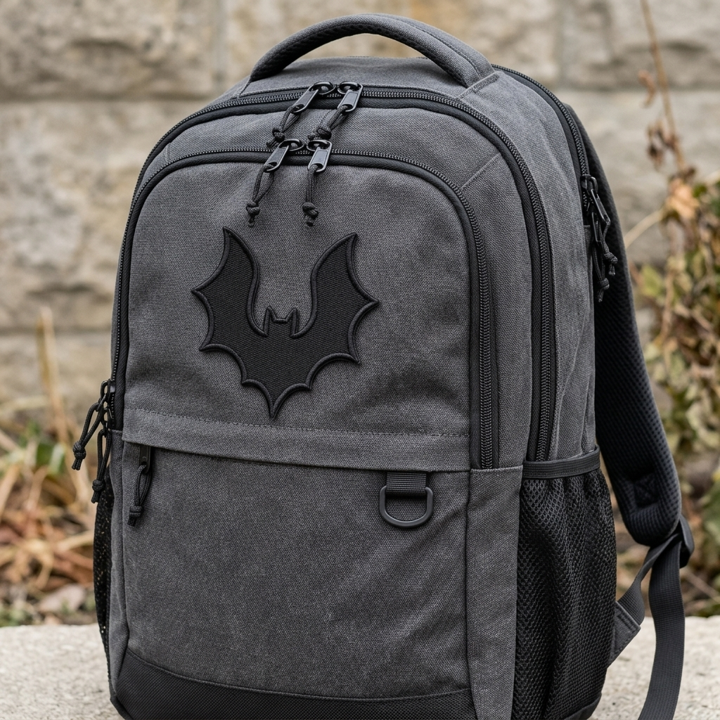 Black Bat Embroidered Patch, Gothic Halloween Iron-On Patch for Jackets, Hats, Bags & Clothing