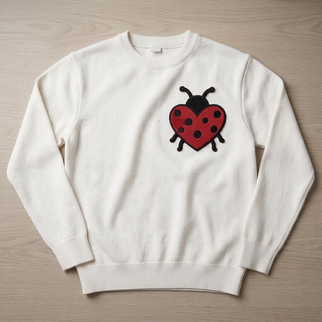Red Heart Ladybug Embroidered Patch, Cute Insect Iron-On Applique for Jackets, Backpacks, Hats & DIY Crafts