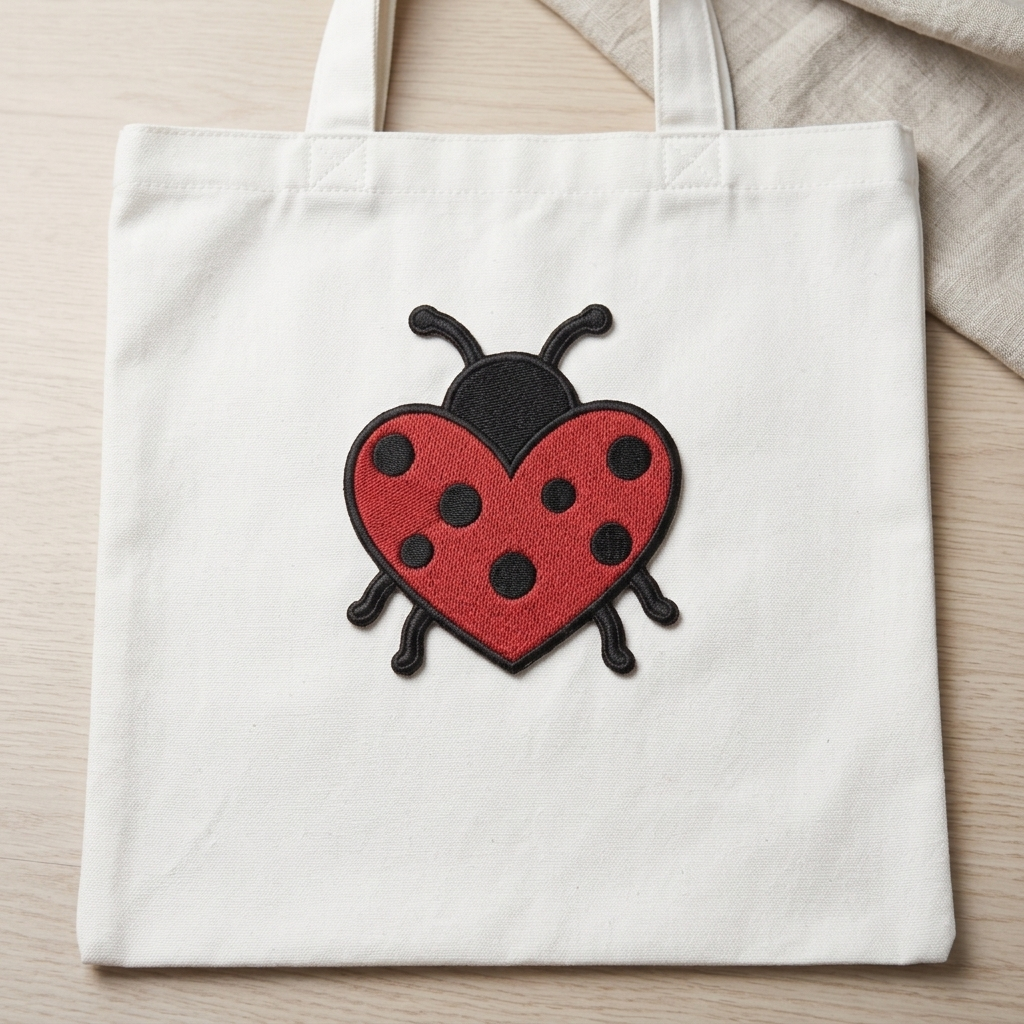 Red Heart Ladybug Embroidered Patch, Cute Insect Iron-On Applique for Jackets, Backpacks, Hats & DIY Crafts