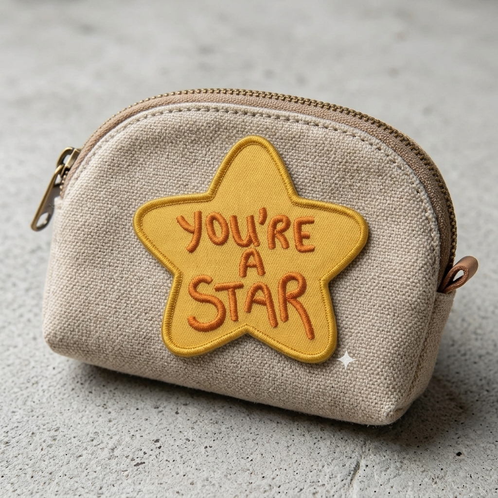 You're a Star Embroidered Patch, Yellow Star Iron On Patch, Cute Positive Quote Applique for Tote Bags, Jackets, Jeans & Clothing