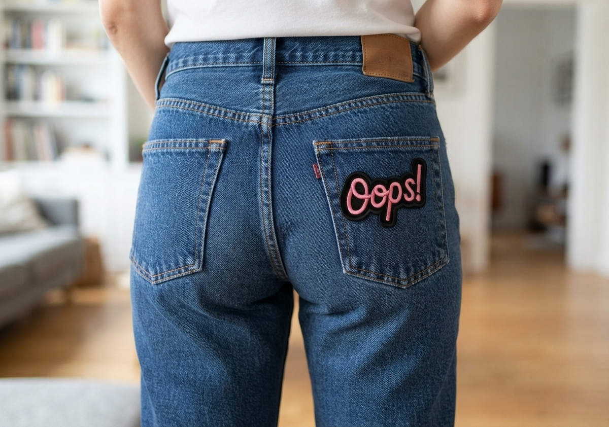 Oops Embroidered Patch – Funny Pink Script Iron-On Patch, Cute Y2K Clothing & Bag Embellishment