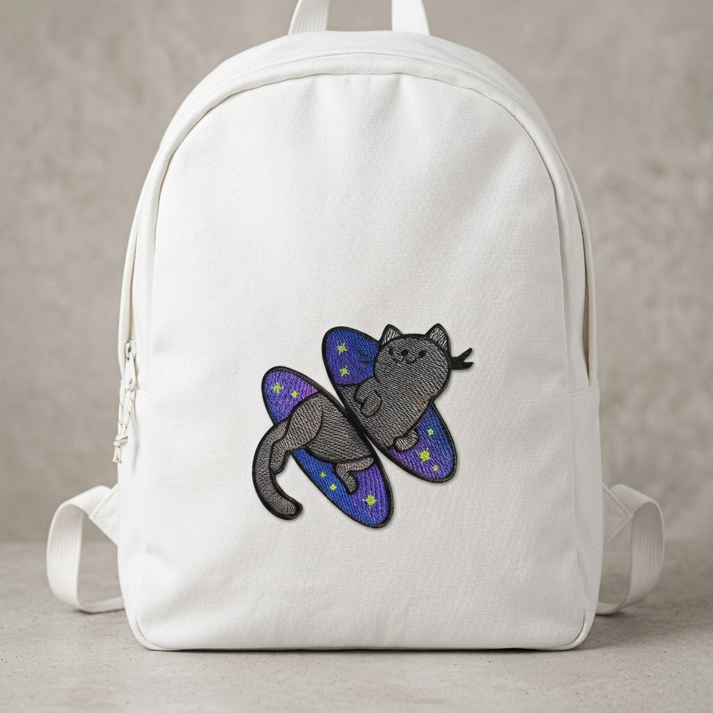 Cute Cat Butterfly Embroidered Patch – Whimsical Animal Iron-On Patch for Jackets, Backpacks & Hats