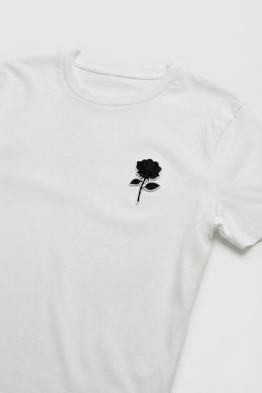 Black Rose Embroidered Patch, Gothic Rose Flower Patch, Floral Iron On Patch, DIY Clothing & Jacket Patch