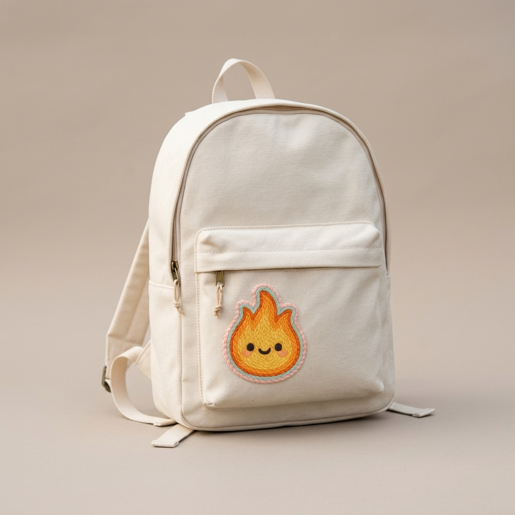 Cute Fire Flame Embroidered Patch - Kawaii Flame Iron On / Sew On Patch