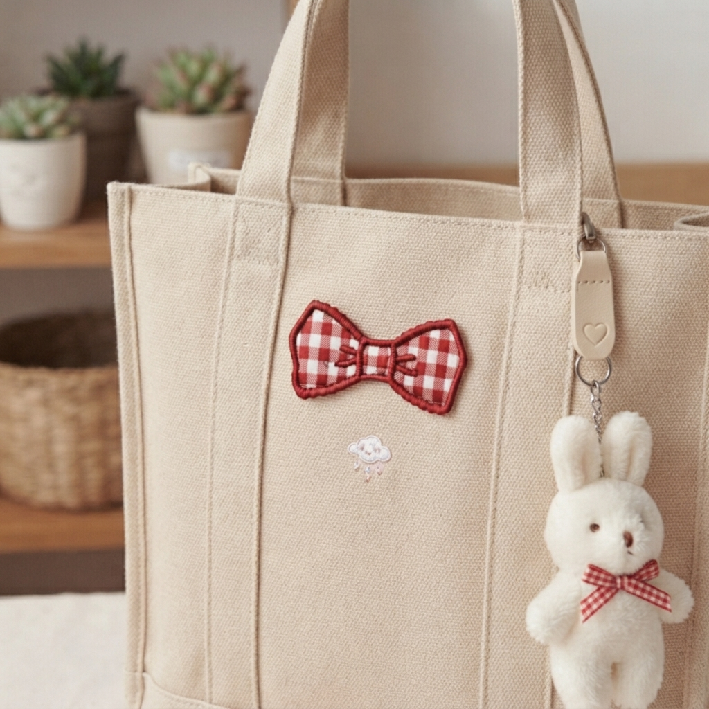 Red Gingham Bow Embroidered Patch – Cute Plaid Ribbon Sew-On Patch for Clothing, Bags & Accessories