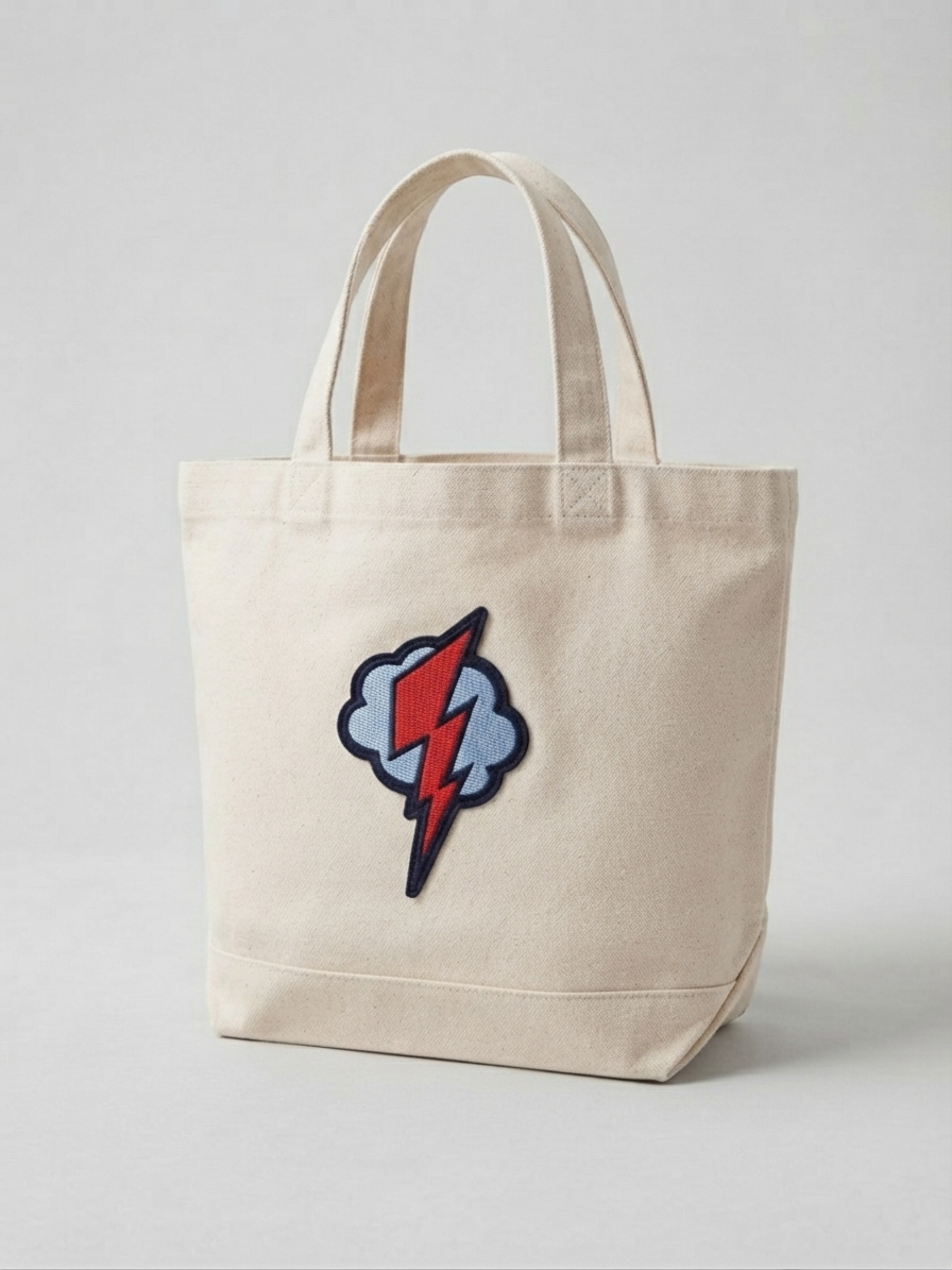 Lightning Bolt Embroidered Patch – Red & Blue Electric Bolt Iron-On Patch for Jackets, Hats & Backpacks