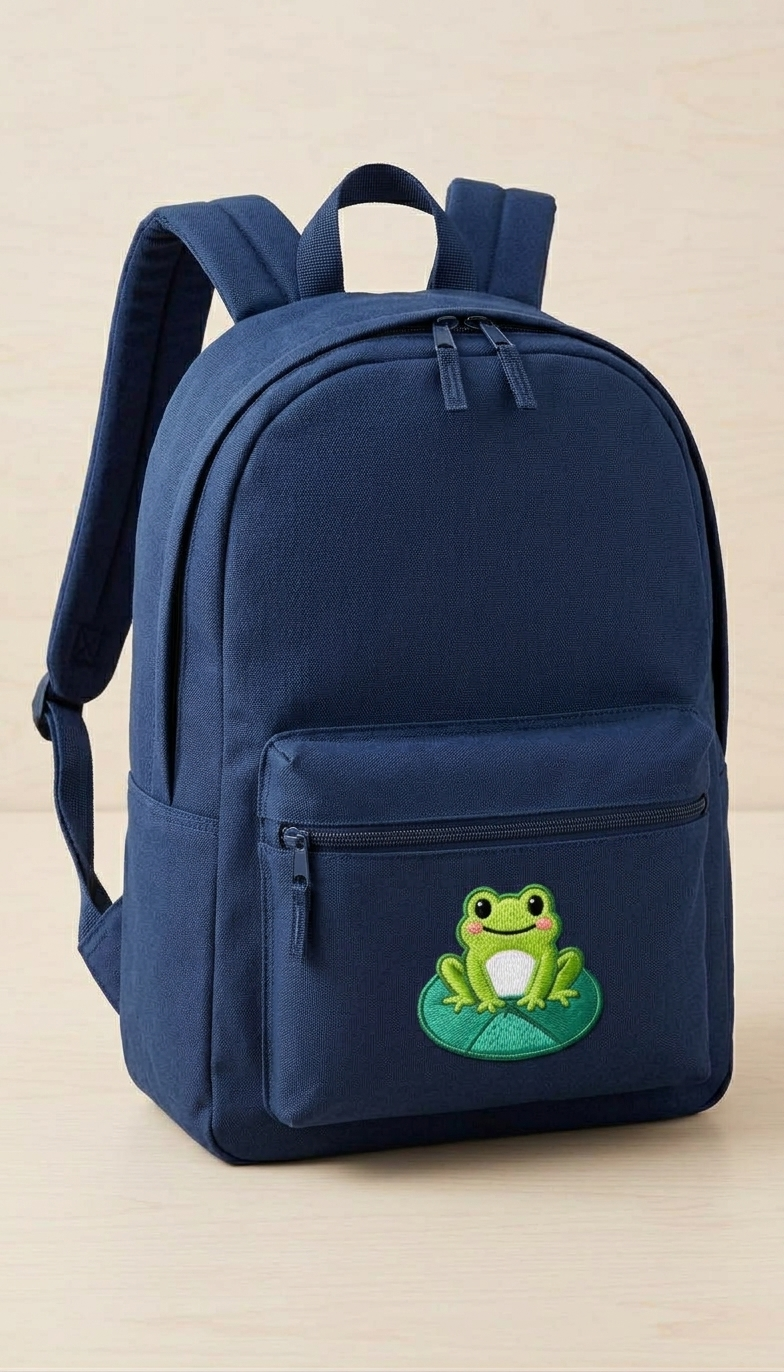 Cute Frog Embroidered Iron-On Patch, Green Frog on Lily Pad Applique for Clothing, Bags, Hats & DIY Crafts