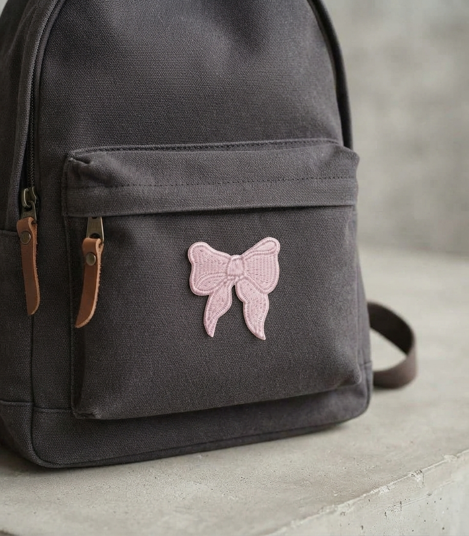 Pink Bow Embroidered Patch – Cute Ribbon Applique Patch for Clothing, Bags & Accessories