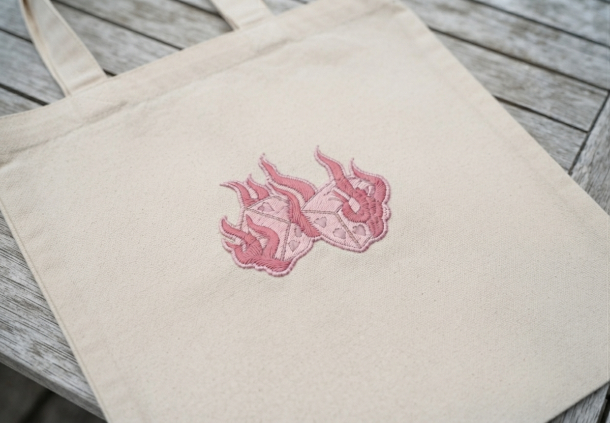 Pink Flaming Heart Embroidered Patch – Cute Flame Heart Iron-On Patch for Jackets, Hats & Bags