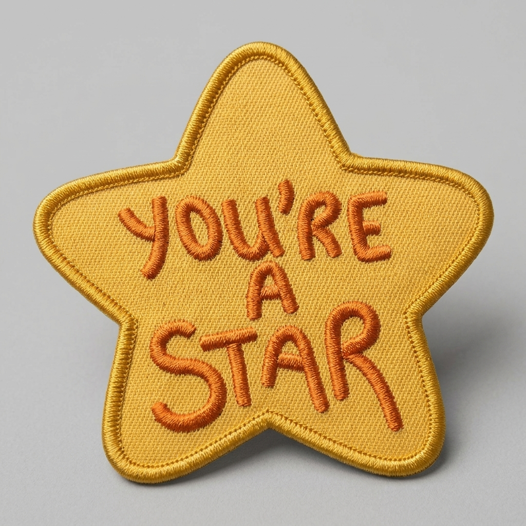 You're a Star Embroidered Patch, Yellow Star Iron On Patch, Cute Positive Quote Applique for Tote Bags, Jackets, Jeans & Clothing