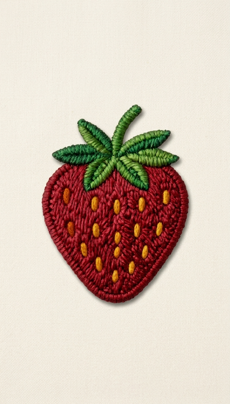 Strawberry Embroidered Patch, Cute Fruit Iron-On Patch, Red Strawberry Applique for Clothing, Jeans, Jackets, Bags & DIY Crafts