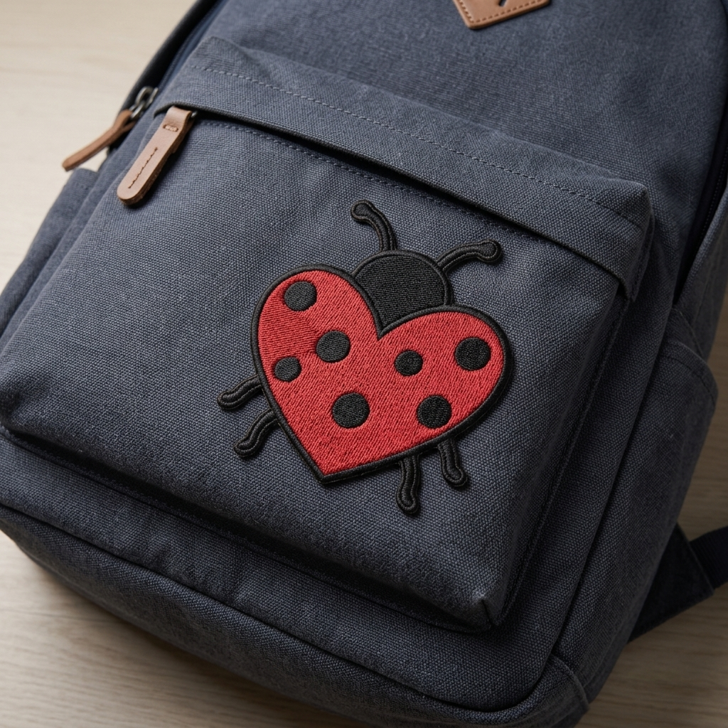Red Heart Ladybug Embroidered Patch, Cute Insect Iron-On Applique for Jackets, Backpacks, Hats & DIY Crafts