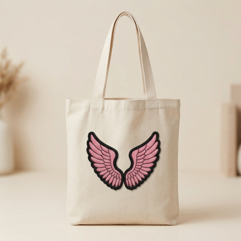 Pink Angel Wings Embroidered Patch, Cute Wing Iron On Patch, Angel Wings Applique, DIY Sewing Patch for Jacket, Bag & Clothing