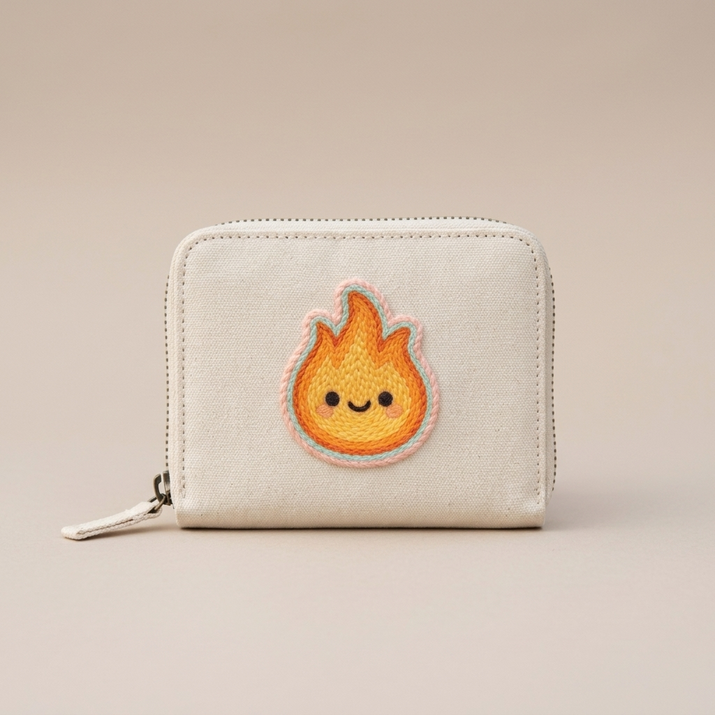 Cute Fire Flame Embroidered Patch - Kawaii Flame Iron On / Sew On Patch