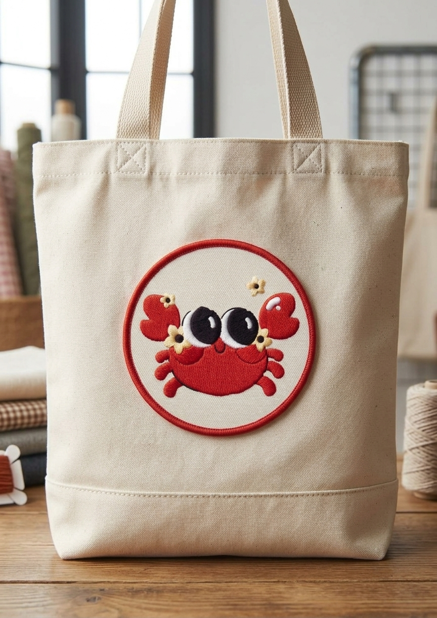 Cute Red Crab Embroidered Patch, Funny Cartoon Sea Animal Iron-On Sew-On Patch for Clothing, Bags & Hats