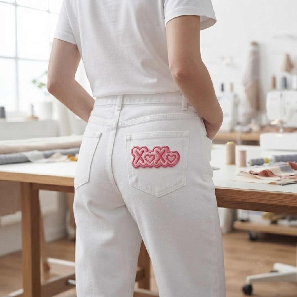 XOXO Embroidered Patch, Pink Love Heart Iron On Patch, Cute Valentine’s Day Sew On Patch