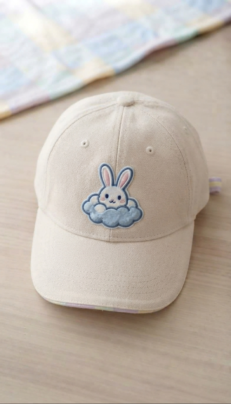 Cute Bunny Embroidered Patch, Blue Cloud Rabbit Iron-On Patch, Kawaii Animal Embroidery Patch for Clothing, Bags & Hats
